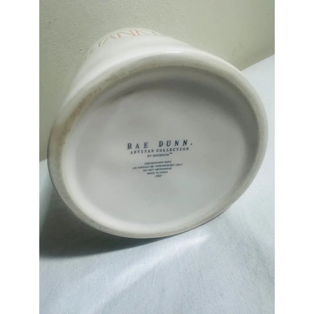 Rae Dunn THANKFUL Ceramic Canister Lid Fall Thanksgiving Farmhouse Kitchen Decor